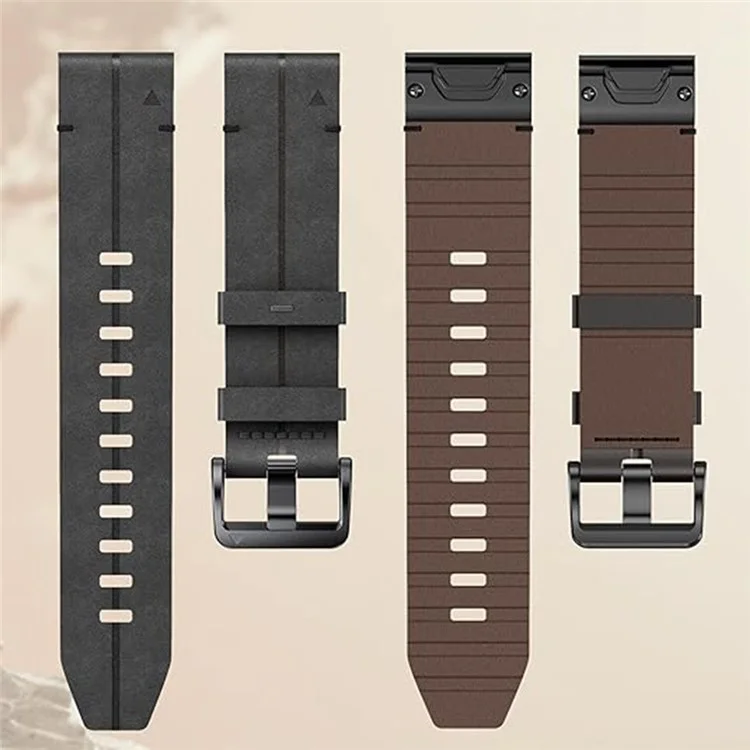 Für Garmin Fenix 5 6 7 Instinc Instinc 2 Approach 22mm Soft Genuine Leather Watch Strap - Schwarz