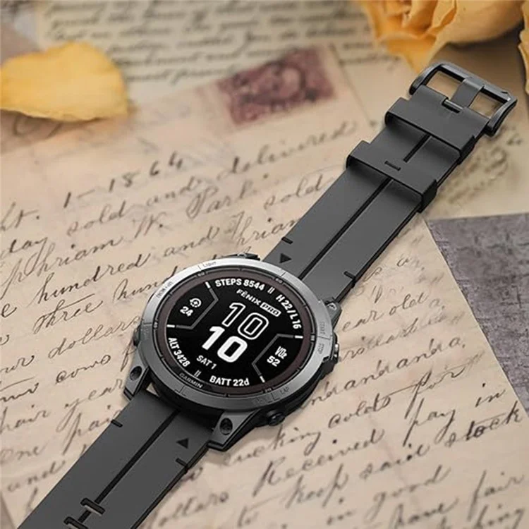 Für Garmin Fenix 5 6 7 Instinc Instinc 2 Approach 22mm Soft Genuine Leather Watch Strap - Schwarz