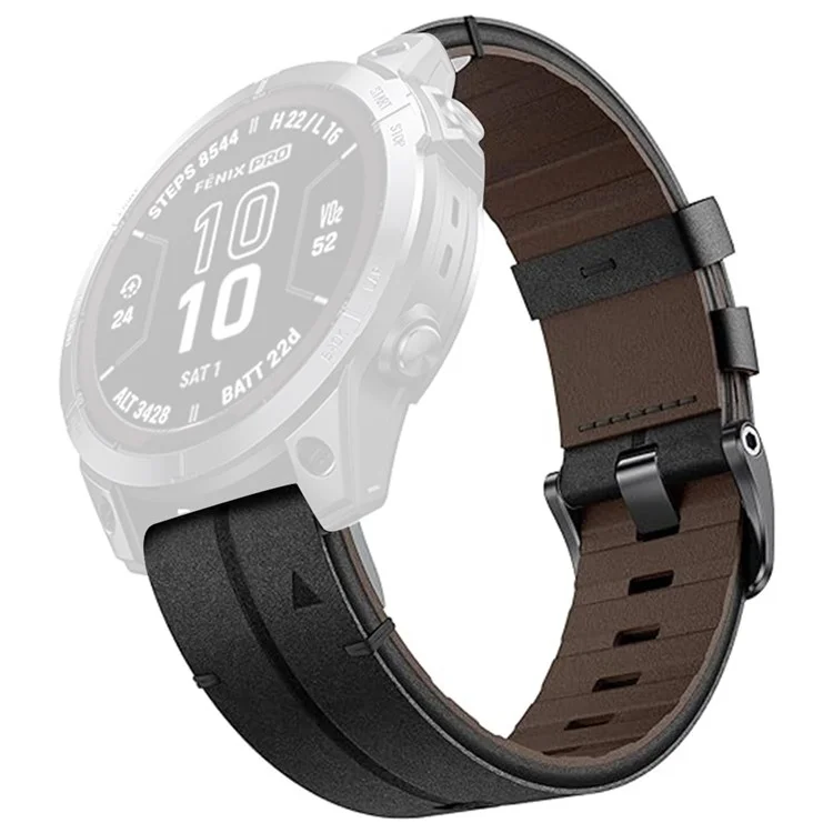 Pour Garmin Fenix 5X 6X 7X Pro Tactix Delta 26mm Genuine Leather Watch Strap Band Replacement - Noir