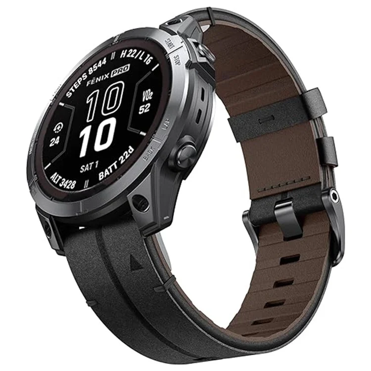 Pour Garmin Fenix 5X 6X 7X Pro Tactix Delta 26mm Genuine Leather Watch Strap Band Replacement - Noir