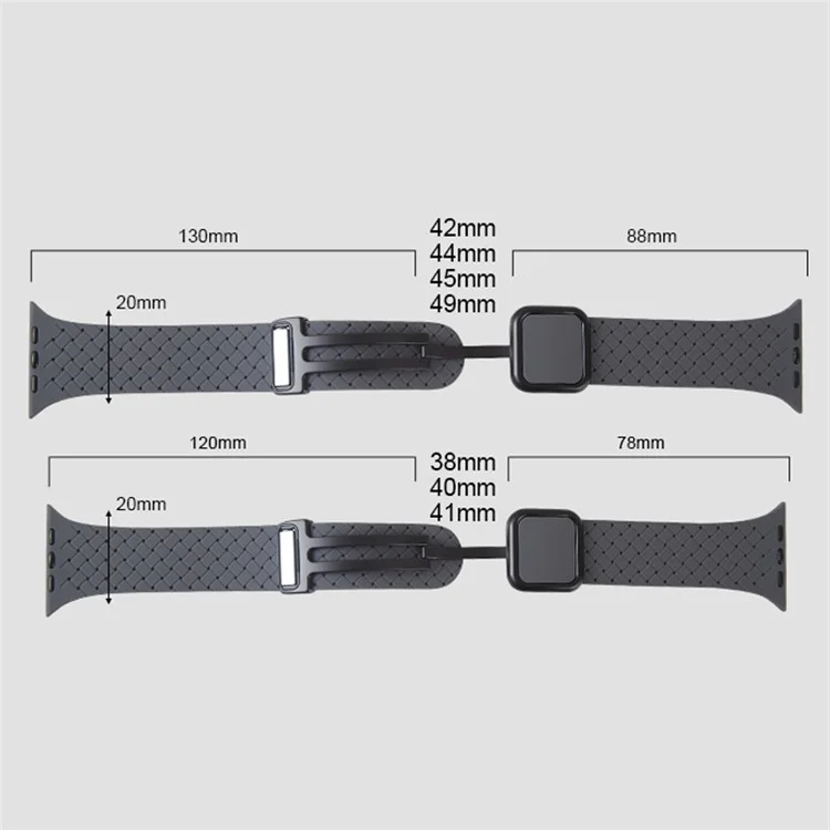 Watch Band For Apple Watch Series 10 42mm / 9 8 7 41mm / SE (2023) SE (2022) SE 6 5 4 40mm / 3 2 1 38mm Woven Texture Silicone Strap - Black