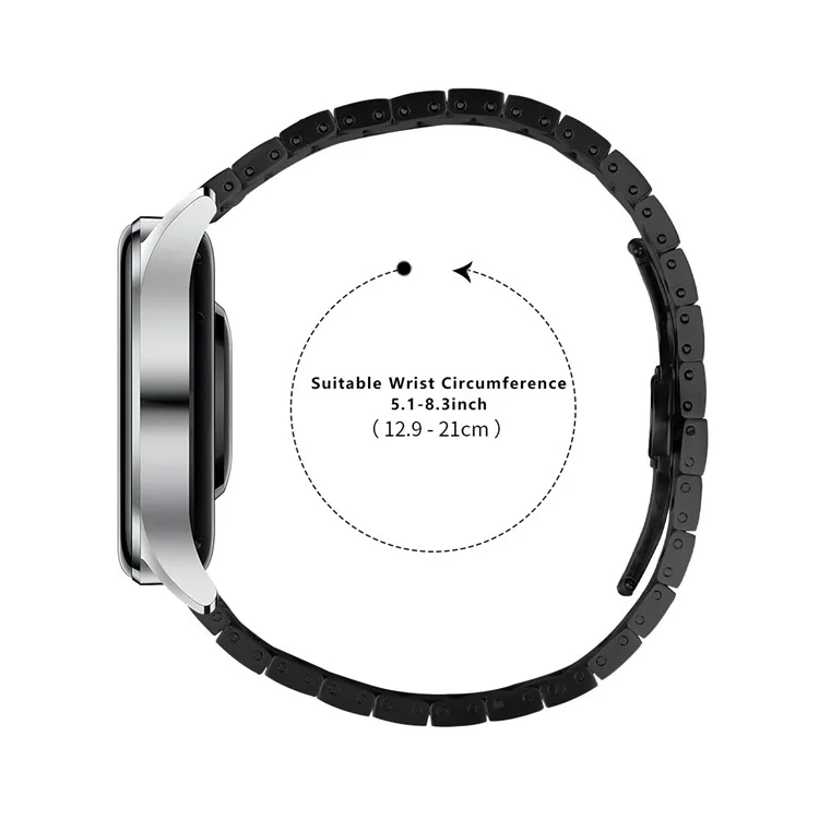 For Garmin Venu 2 Smart Watch Metal Strap Stainless Steel Wristband with Butterfly Buckle - Black+Silver