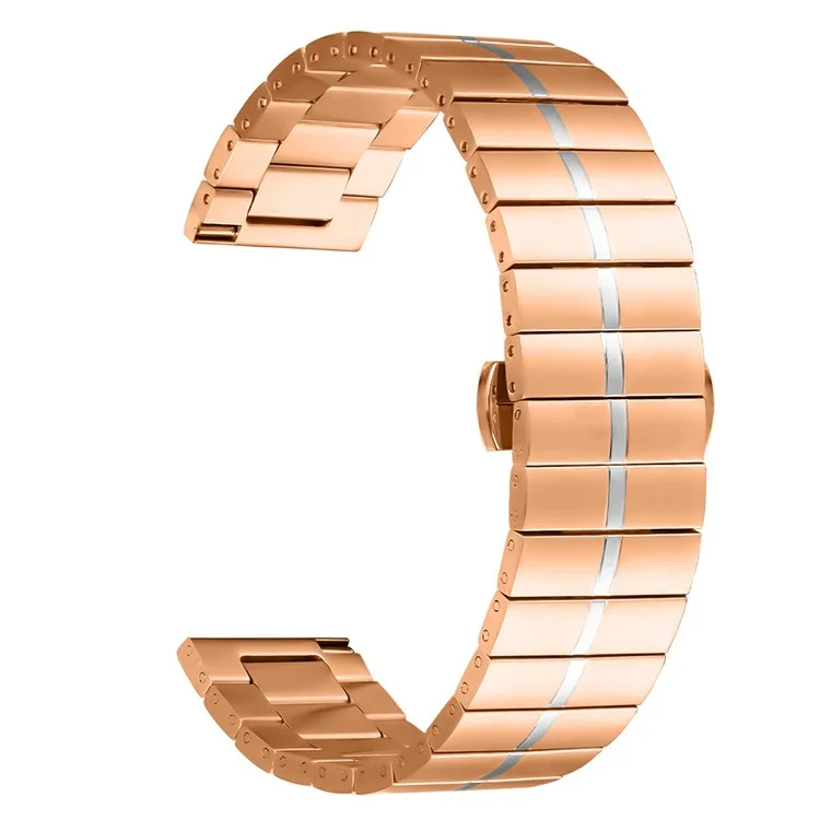 For Garmin Forerunner 255 Stainless Steel Wrist Band Watch Strap with Buckle - Rose Gold+Silver