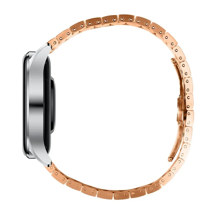 For Garmin Forerunner 255 Stainless Steel Wrist Band Watch Strap with Buckle - Rose Gold+Silver