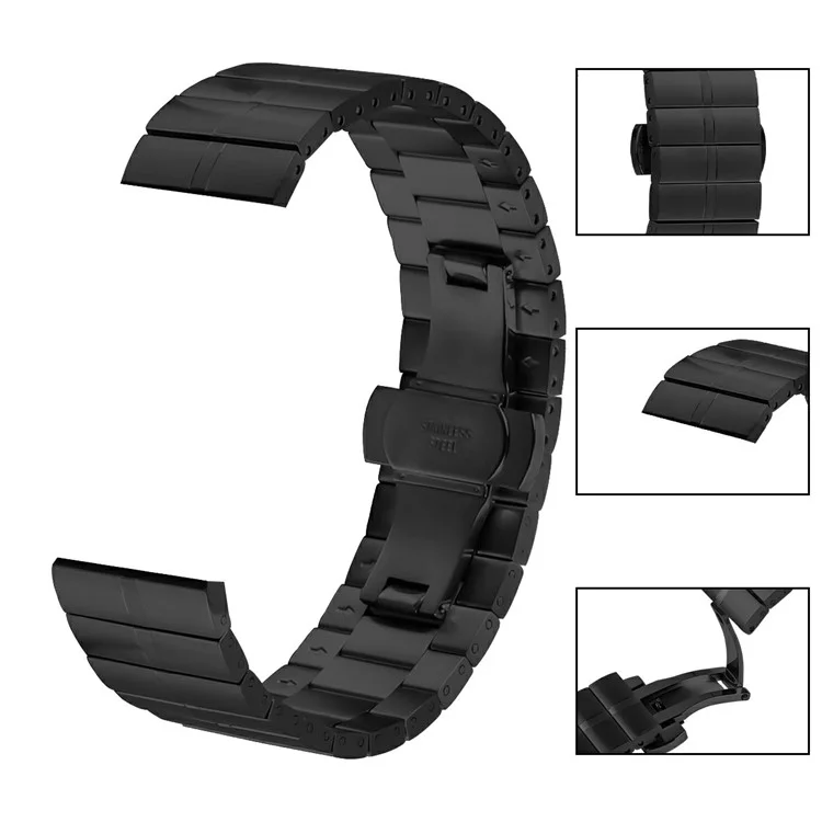Smartwatch Band for Garmin Forerunner 265 Music Stainless Steel Strap Silver Bracelet - Black