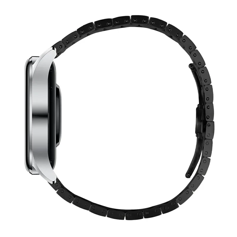 For Huami Amazfit Bip 5 Butterfly Buckle Watch Band Stainless Steel Strap Replacement - Black+Silver