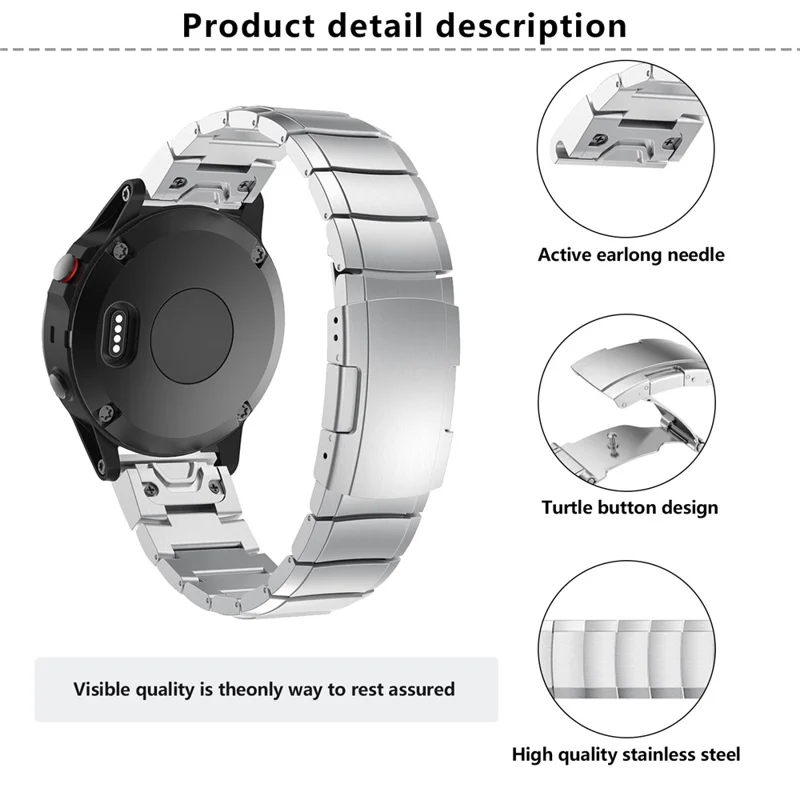 KALEBOL KLB-YZBXG-001 Pour Garmin Fenix 7 / 7 Pro Bracelet de montre en acier inoxydable QuickFit 22mm - Noir