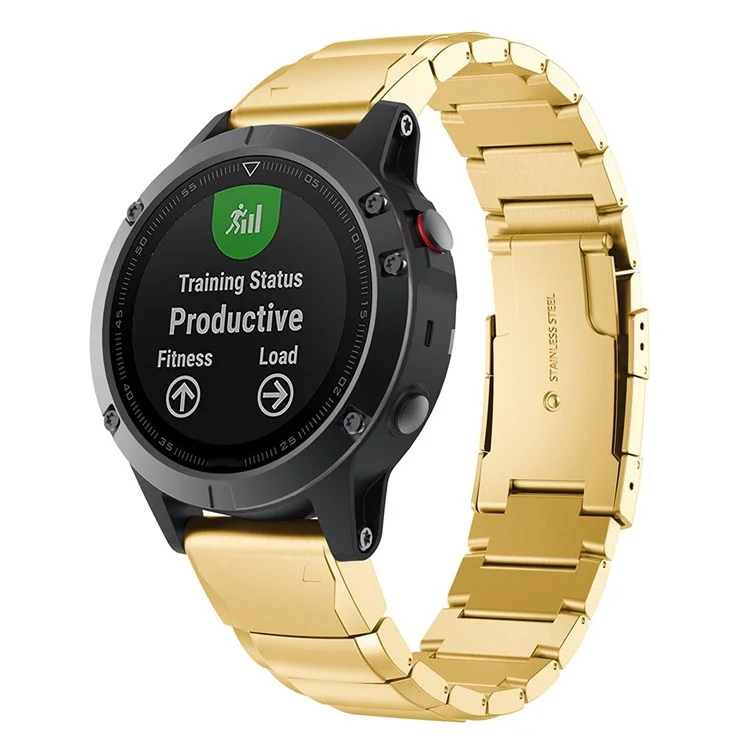 KALEBOL KLB-YZBXG-001 For Garmin Fenix 7X / 7X Pro Metal Watchband 26mm Stainless Steel Watch Strap - Gold