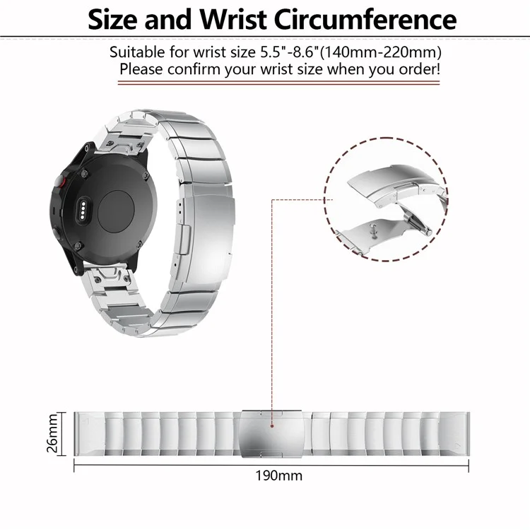 KALEBOL KLB-YZBXG-001 For Garmin Fenix 7X / 7X Pro Metal Watchband 26mm Stainless Steel Watch Strap - Gold