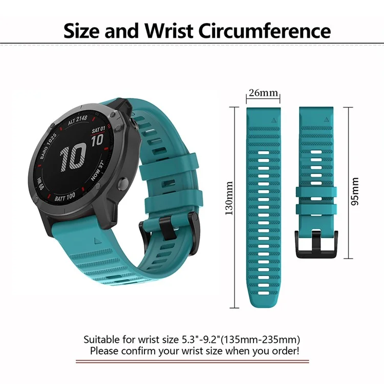KALEBOL KLB-AWGJ-001 Para Garmin Fenix 7X / 7X Pro Correa de Reloj de Silicona de 26mm con Diseño Cóncavo de Punto - Negro