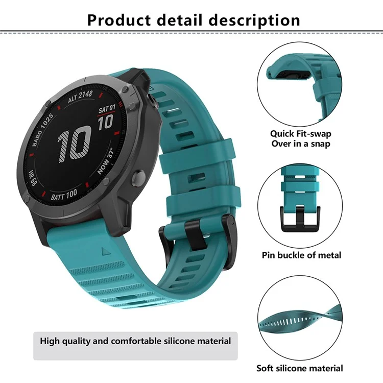 KALEBOL KLB-AWGJ-001 Para Garmin Fenix 7 / 7 Pro Correa de reloj de 22 mm con diseño de puntos cóncavos de silicona - Negro