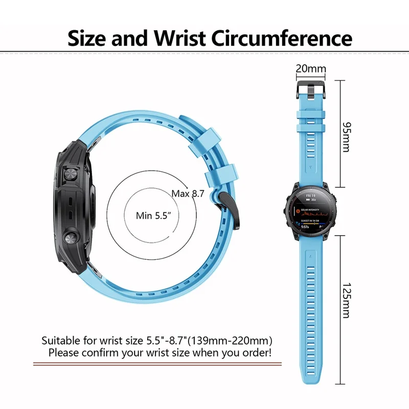 KALEBOLKLB-TXGJ-001 Pour Garmin Fenix 7S / 7S Pro 20mm Bracelet de montre en silicone à trous trapézoïdaux - Noir