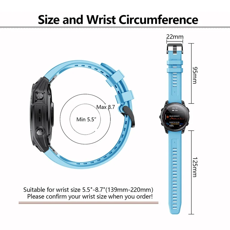 KALEBOL KLB-LWGJ-001 Para Garmin Fenix 7 / 7 Pro Correa de Repuesto QuickFit 22 mm Banda de Reloj de Silicona - Negro