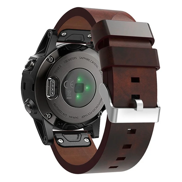 KALEBOL KLB-FGZP-001 Para Garmin Fenix 7 / 7 Pro Retro Watch Band QuickFit 22mm Genuine Cow Leather Wrist Strap - Brown