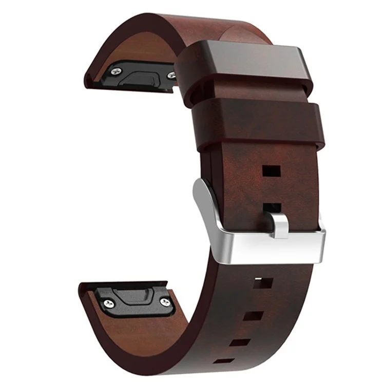 KALEBOL KLB-FGZP-001 Para Garmin Fenix 7 / 7 Pro Retro Watch Band QuickFit 22mm Genuine Cow Leather Wrist Strap - Brown