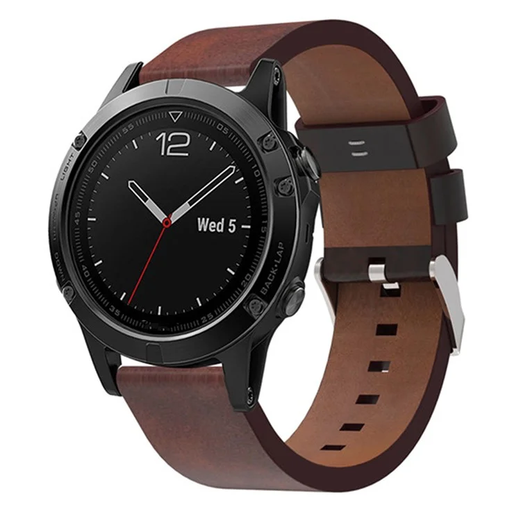 KALEBOL KLB-FGZP-001 Para Garmin Fenix 7 / 7 Pro Retro Watch Band QuickFit 22mm Genuine Cow Leather Wrist Strap - Brown