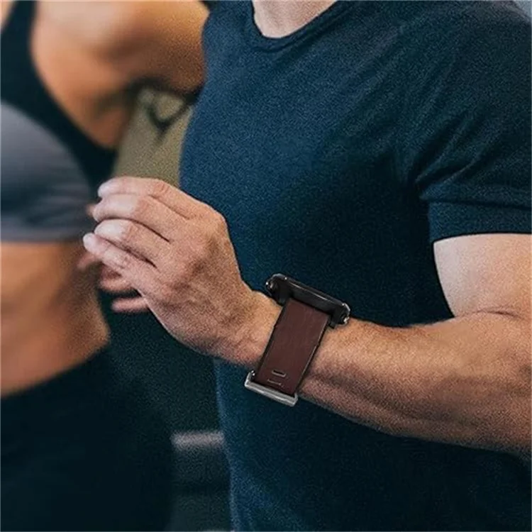 KALEBOL KLB-FGZP-001 Para Garmin Fenix 7 / 7 Pro Retro Watch Band QuickFit 22mm Genuine Cow Leather Wrist Strap - Brown