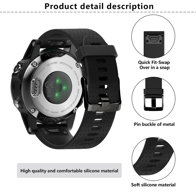 KALEBOL KLB-YDGJ-001 Para Garmin Fenix 7S / Fenix 7S Pro Pulseira do Relógio 20mm Textura de Pontos Silicone - Preto
