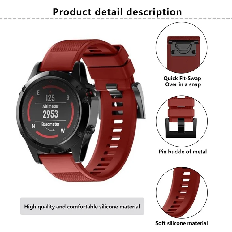 KALEBOL KLB-SJLWGJ-001 Para Garmin Fenix 7X / Fenix 7X Pro Correa de Reloj 26mm Patrón Triangular de Diamante de Silicona - Negro