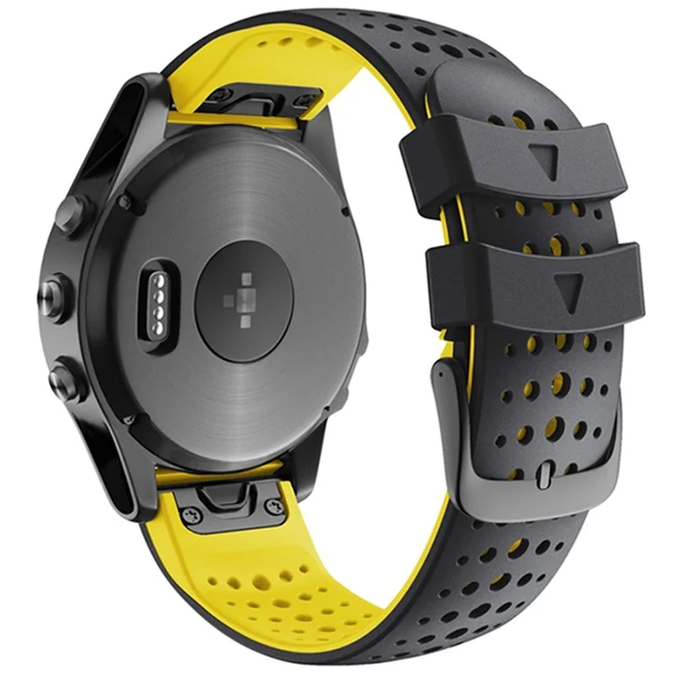 KALEBOL KLB-SSPWGJ-001 Para Garmin Fenix 6X / Fenix 7X / Instinct 2X Pulsera QuickFit 26mm Pulsera de Silicona - Negro+Amarillo
