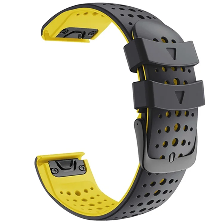 KALEBOL KLB-SSPWGJ-001 Para Garmin Fenix 6X / Fenix 7X / Instinct 2X Pulsera QuickFit 26mm Pulsera de Silicona - Negro+Amarillo