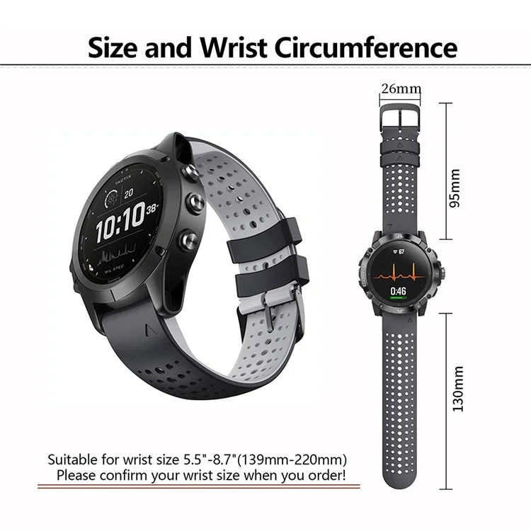 KALEBOL KLB-SSPWGJ-001 Para Garmin Fenix 6X / Fenix 7X / Instinct 2X Pulsera QuickFit 26mm Pulsera de Silicona - Negro+Amarillo
