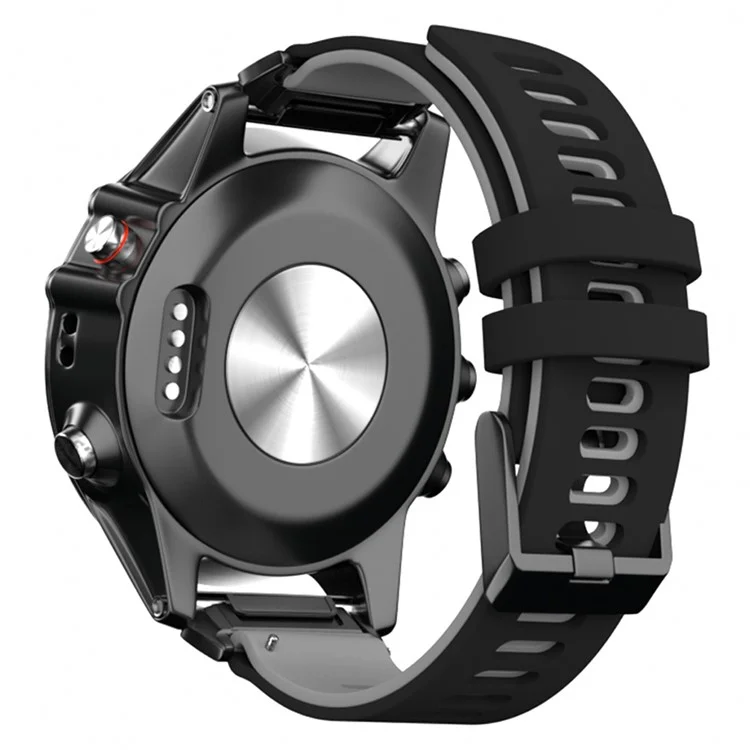KALEBOL KLB-SSSCGJ-001 Pour Garmin Fenix 7 / 7 Pro Bracelet de montre QuickFit 22mm Sangle avec Design Bicolore - Noir+Gris