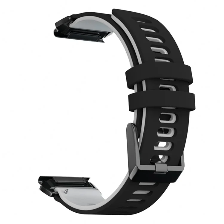 KALEBOL KLB-SSSCGJ-001 Pour Garmin Fenix 7 / 7 Pro Bracelet de montre QuickFit 22mm Sangle avec Design Bicolore - Noir+Gris