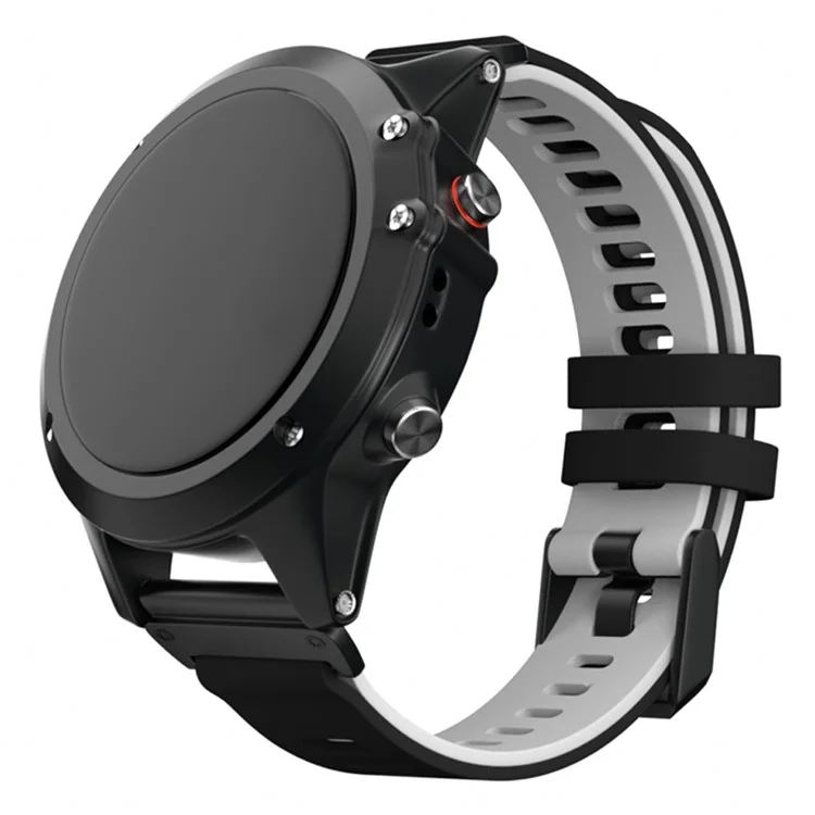 KALEBOL KLB-SSSCGJ-001 Pour Garmin Fenix 7 / 7 Pro Bracelet de montre QuickFit 22mm Sangle avec Design Bicolore - Noir+Gris
