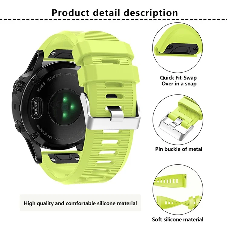 KALEBO LKLB-HWGJ-001 For Garmin Fenix 6X / Fenix 7X / Instinct 2X Smart Watch Band QuickFit 26mm Silicone Strap - Black