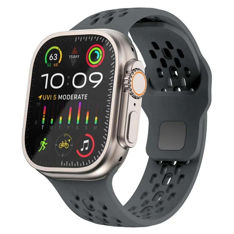 KALEBOL для Apple Watch 10 46 мм / Ultra 2 / Ultra 49 мм / 9 8 7 45 мм / SE (2023) SE (2022) SE 6 5 4 44 мм / 3 2 1 42 мм Fluorubber Watch Band - темно-серый