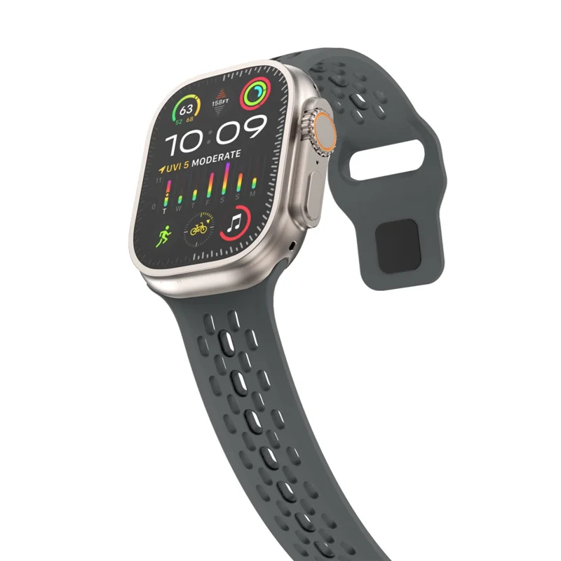 KALEBOL для Apple Watch 10 46 мм / Ultra 2 / Ultra 49 мм / 9 8 7 45 мм / SE (2023) SE (2022) SE 6 5 4 44 мм / 3 2 1 42 мм Fluorubber Watch Band - темно-серый