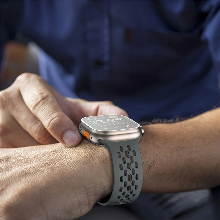 KALEBOL для Apple Watch 10 46 мм / Ultra 2 / Ultra 49 мм / 9 8 7 45 мм / SE (2023) SE (2022) SE 6 5 4 44 мм / 3 2 1 42 мм Fluorubber Watch Band - темно-серый