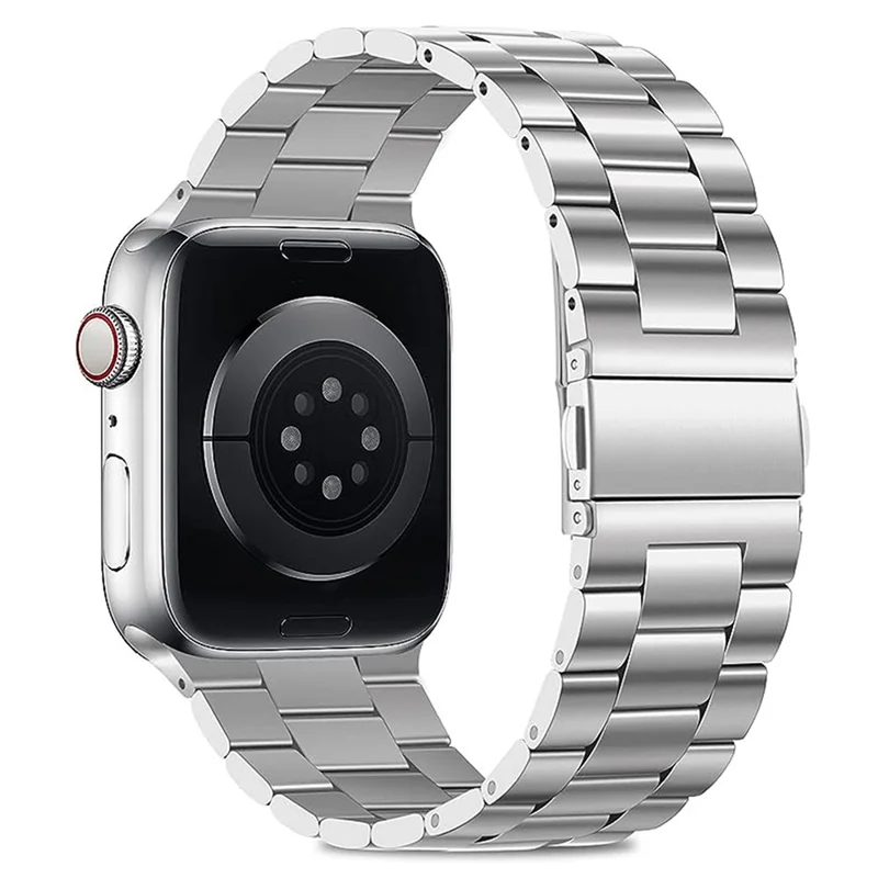 KALEBOL For Apple Watch Ultra 3 2 1 49mm / Series 11 10 46mm / 9 8 7 45mm / SE3 SE2 SE 6 5 4 44mm / 3 2 1 42mm Stainless Steel Strap - Silver