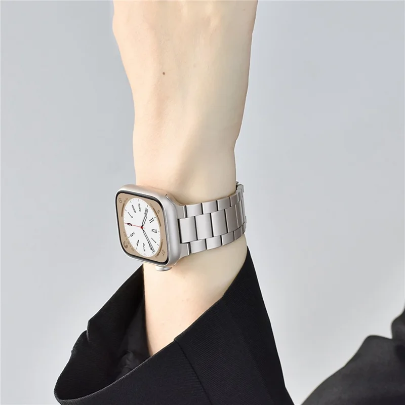 KALEBOL For Apple Watch Ultra 3 2 1 49mm / Series 11 10 46mm / 9 8 7 45mm / SE3 SE2 SE 6 5 4 44mm / 3 2 1 42mm Stainless Steel Strap - Silver
