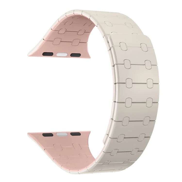 KALEBOL KLB-CXGJ-002 Magnetic Silicone Band For Apple Watch Series 10 42mm / 9 8 7 41mm / SE (2022) SE (2023) SE 6 5 4 40mm / 3 2 1 38mm - Starlight+Pink
