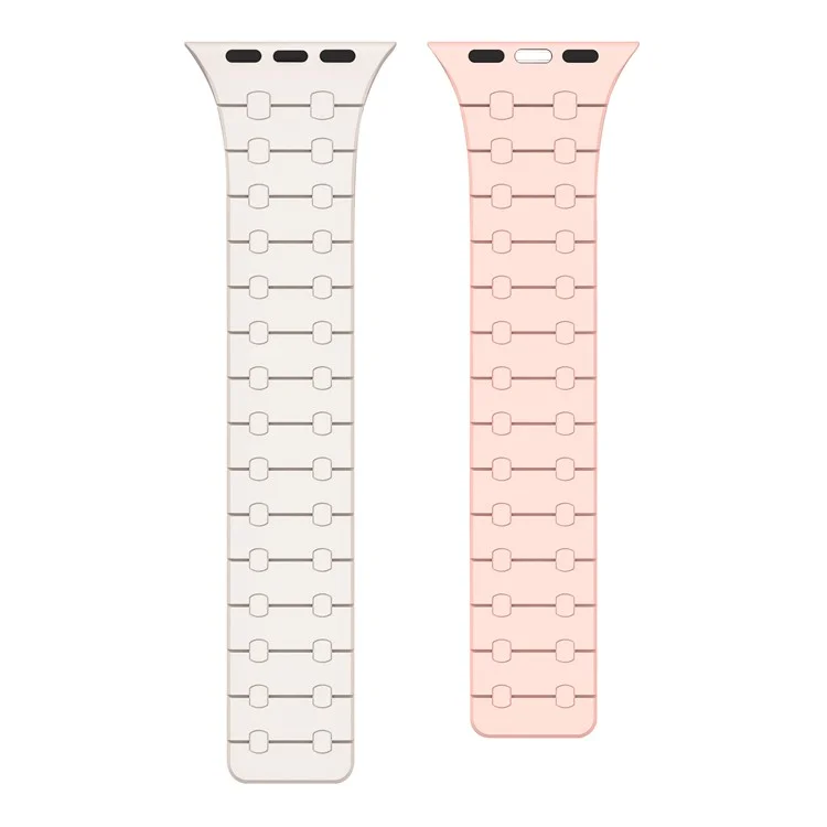 KALEBOL KLB-CXGJ-002 Magnetic Silicone Band For Apple Watch Series 10 42mm / 9 8 7 41mm / SE (2022) SE (2023) SE 6 5 4 40mm / 3 2 1 38mm - Starlight+Pink