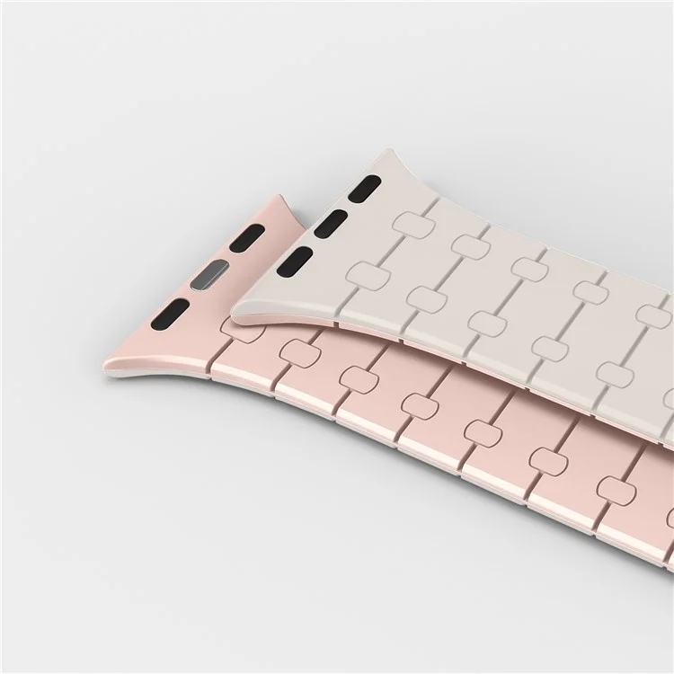 KALEBOL KLB-CXGJ-002 Magnetic Silicone Band For Apple Watch Series 10 42mm / 9 8 7 41mm / SE (2022) SE (2023) SE 6 5 4 40mm / 3 2 1 38mm - Starlight+Pink