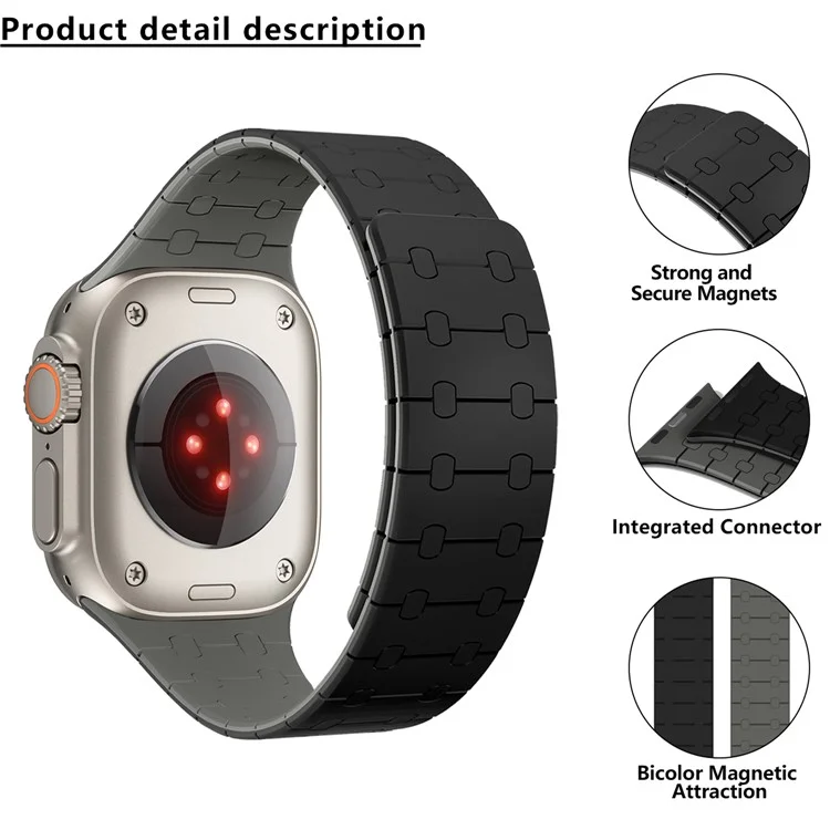 KALEBOL KLB-CXGJ-002 Magnetic Silicone Band For Apple Watch Series 10 42mm / 9 8 7 41mm / SE (2022) SE (2023) SE 6 5 4 40mm / 3 2 1 38mm - Starlight+Pink