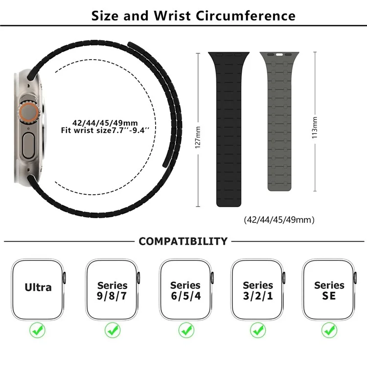 KALEBOL KLB-CXGJ-002 Para Apple Watch 10 46mm / Ultra 2 / Ultra 49mm / 9 8 7 45mm / SE (2023) SE (2022) SE 6 5 4 44mm / 3 2 1 42mm Pulseira de Silicone - Starlight+Pink