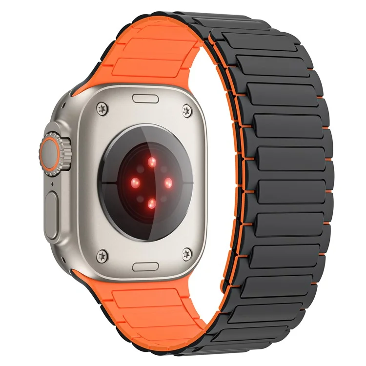 KALEBOL KLB-CXGJ-001 für Apple Watch 10 46mm / Ultra 2 / Ultra 49mm / 9 8 7 45mm / SE (2023) SE (2022) SE 6 5 4 44mm / 3 2 1 42mm Armband - Blakc / Orange