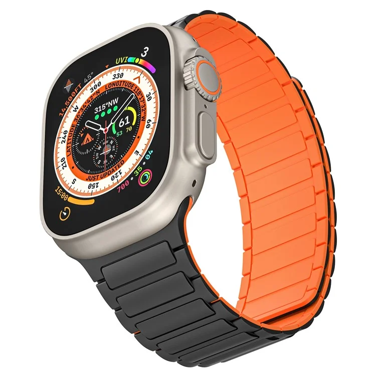 KALEBOL KLB-CXGJ-001 für Apple Watch 10 46mm / Ultra 2 / Ultra 49mm / 9 8 7 45mm / SE (2023) SE (2022) SE 6 5 4 44mm / 3 2 1 42mm Armband - Blakc / Orange