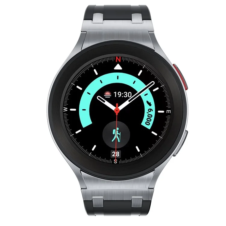 KALEBOL KLB-CXGJ-001 For Samsung Galaxy Watch5 40mm / Galaxy Watch6 Classic 43mm Silicone Watch Strap - Silver+Black