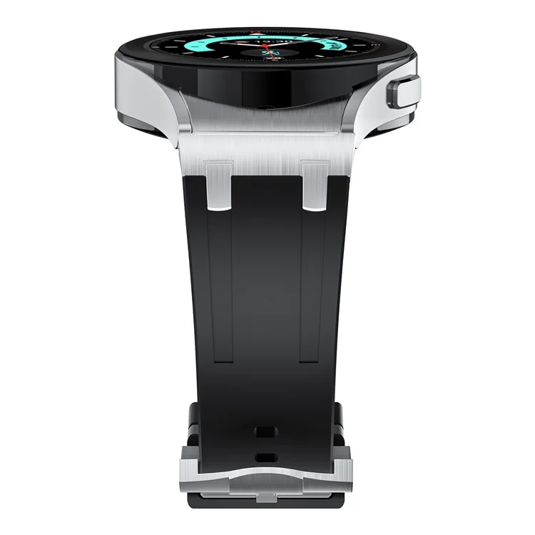 KALEBOL KLB-CXGJ-001 For Samsung Galaxy Watch5 40mm / Galaxy Watch6 Classic 43mm Silicone Watch Strap - Silver+Black