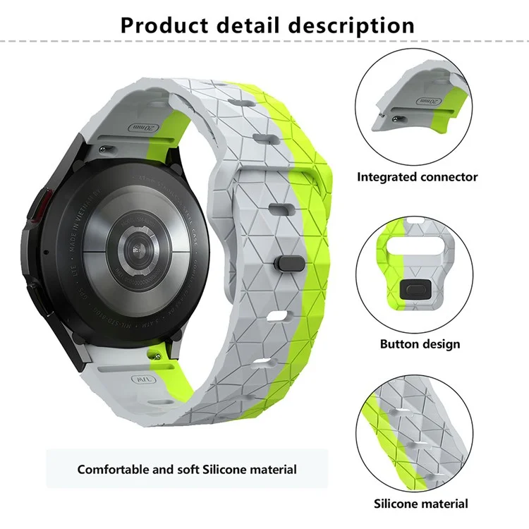 KALEBOL KLB-ZQWFKGJ-001 For Samsung Galaxy Watch FE 40mm / Watch 4 / 5 / 6 Football Pattern Silicone Watch Strap Band - Black