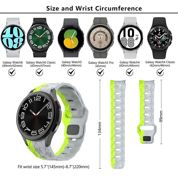 KALEBOL KLB-ZQWFKGJ-001 For Samsung Galaxy Watch FE 40mm / Watch 4 / 5 / 6 Football Pattern Silicone Watch Strap Band - Black