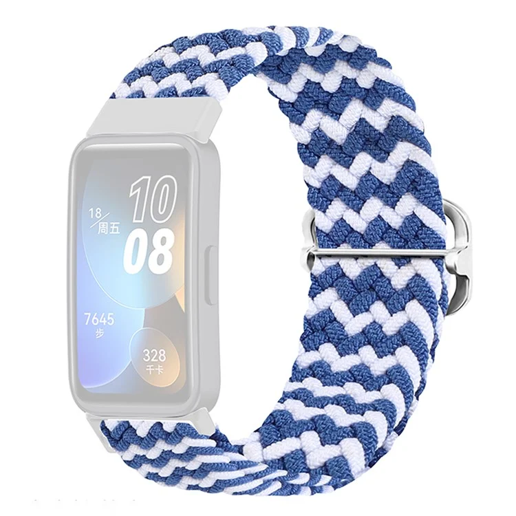 KALEBOL KLB-BZNL-001 Per Huawei Band 8 / Band 8 NFC / Band 9 / Band 9 NFC Cinturino Regolabile in Nylon Intrecciato - Onda / Blu+Bianco