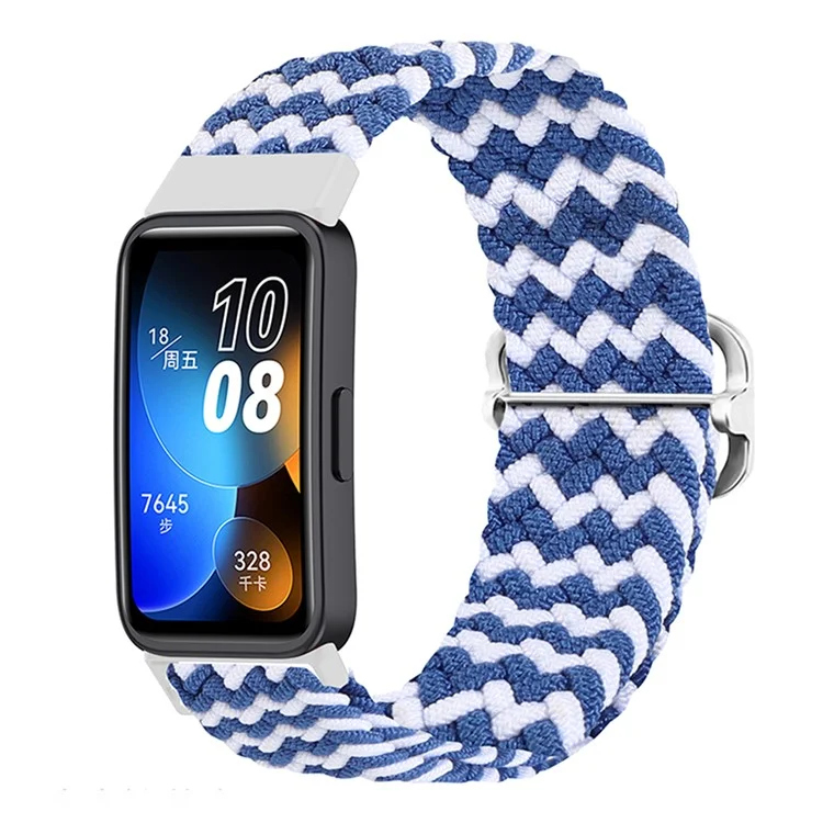 KALEBOL KLB-BZNL-001 Per Huawei Band 8 / Band 8 NFC / Band 9 / Band 9 NFC Cinturino Regolabile in Nylon Intrecciato - Onda / Blu+Bianco