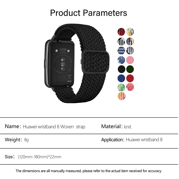 KALEBOL KLB-BZNL-001 Per Huawei Band 8 / Band 8 NFC / Band 9 / Band 9 NFC Cinturino Regolabile in Nylon Intrecciato - Onda / Blu+Bianco