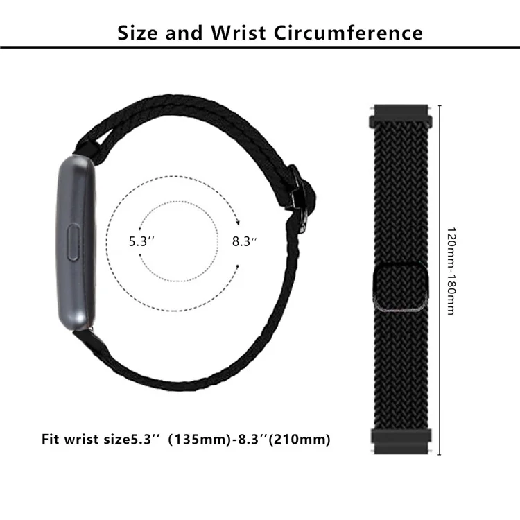 KALEBOL KLB-BZNL-001 Per Huawei Band 8 / Band 8 NFC / Band 9 / Band 9 NFC Cinturino Regolabile in Nylon Intrecciato - Onda / Blu+Bianco